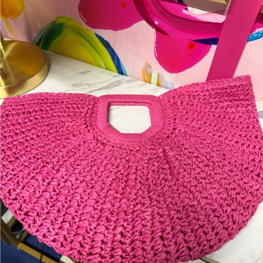 Vibrant Pink Woven Handbag